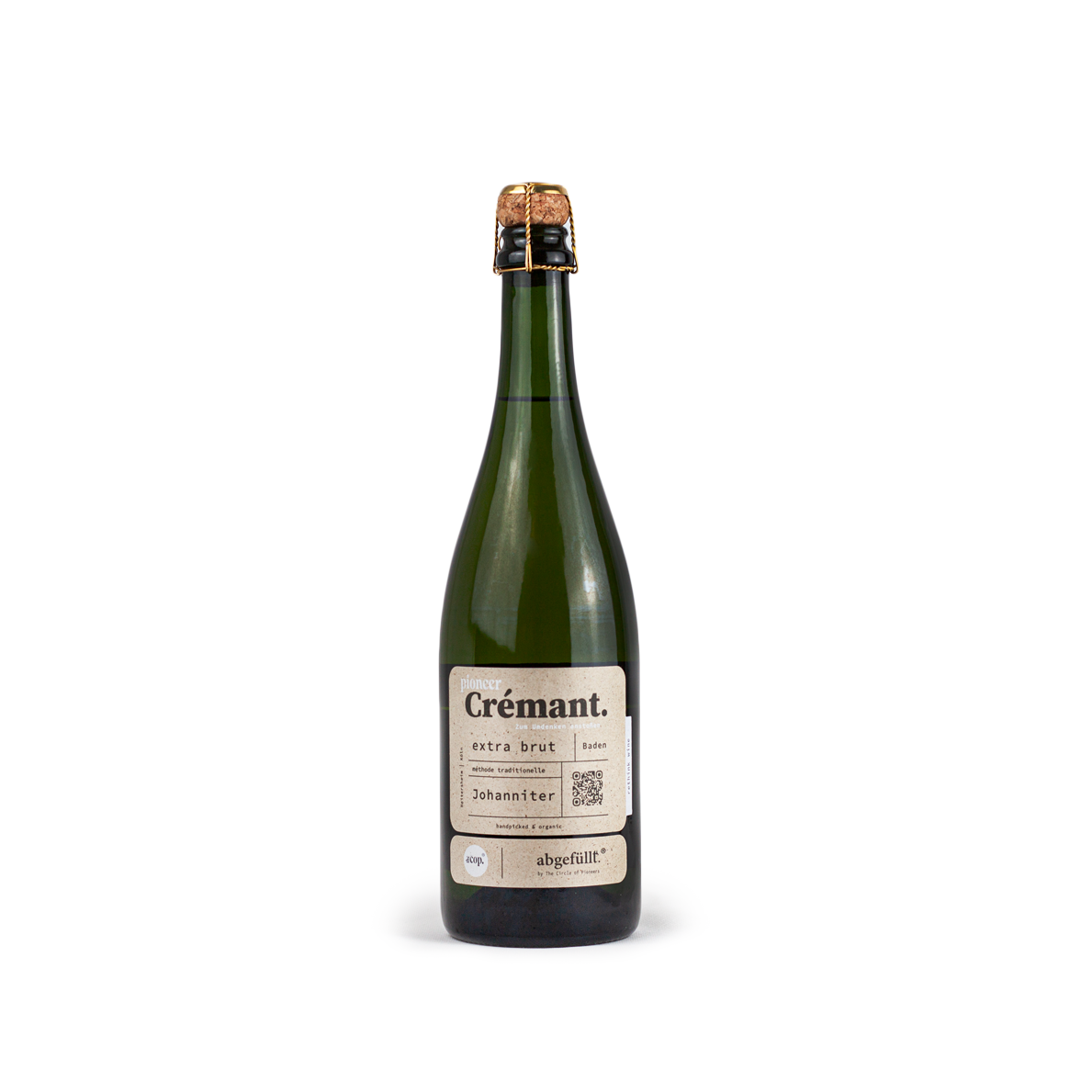 Pioneer Crémant Extra Brut aus Johanniter-Trauben, biodynamisch hergestellt in Baden, Deutschland.